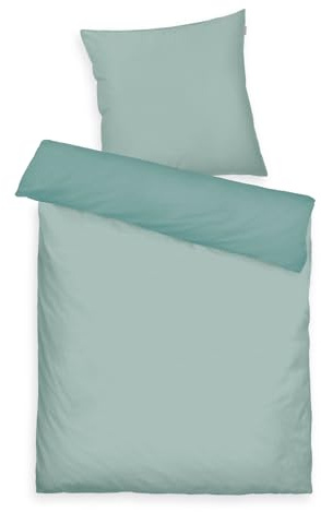 TOM TAILOR Parure de lit Satin, 80x80 cm + 155x220 cm, 100% coton/satin, avec double couture sur l'oreiller, motif réversible et fermeture éclair de qualité colorée