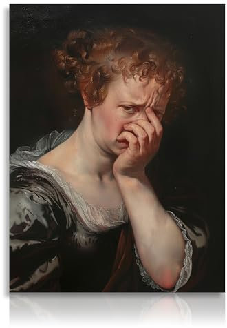 NymphFable Lustige Badezimmer Leinwand Bilder Frau bedeckt Nase, Vintage Humor Wandposter für Badezimmer Toilette Dekor 12x16 ohne Rahmen