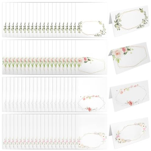 80 Pz Segnaposto Cartellini Carta Foglia Fiore Decorazione Tavolo per Comunione Matrimonio Compleanno Battesimo Nascita Bigliettini Decorazione Festa Bomboniere (Quattro Stili)