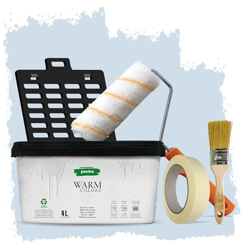 PECTRO Pintura Una Capa 4L (6,3kg) - incluye Rodillo, Rejilla, Brocha y Cinta - Pintura Interior Paredes y Techos Mate, colores cálidos, lavable de gran durabilidad y cubrición