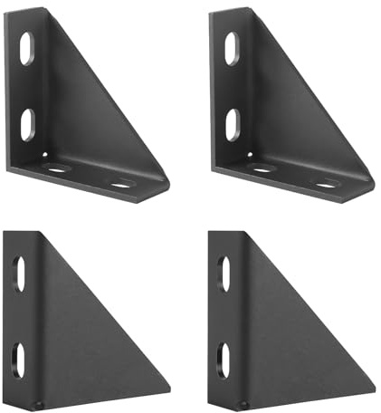 4 Pcs 90 Degree Gusseted Fittings,4 Hole Right Angle Connector Brackets, Heavy Duty Truss Angle Brackets, with 1-5/8” Channel for Industrial Building，Mounting Trailer Columns and Shelving