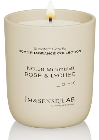 M&SENSE Scented Candles 150g Rose Lychee Natural Soy Wax Candle Long Burning Minimalist Aromatherapy Candles, Perfect Christmas Gifts for Women and Men.