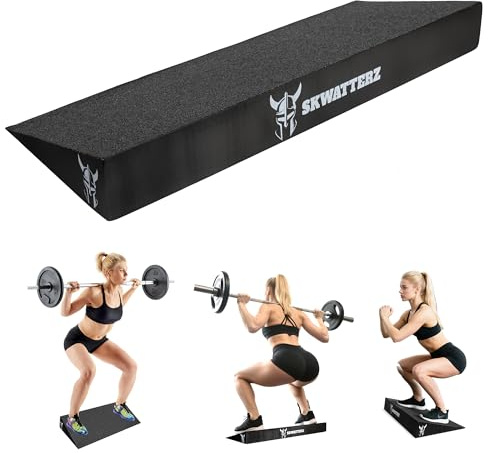 SKWATTERZ Slant Board Squat Wedge Boards For Exercise - ATG Workout Wedge With Anti Slip Sandgrip Layer Already Mounted - Calf Raise Block & Bulgarian Split Stand Squats wedges Incline - Heel Elevated Blocks