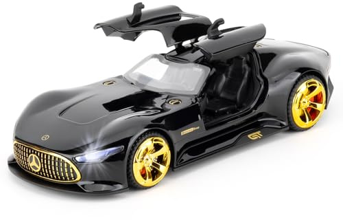 TGRCM-CZ 1/32 AMG GT Vision Modell Auto, Zinklegierung Zurückziehen Fahrzeuge Modell Auto mit Klang und Licht für Sammler & Kinder 3 Jahre alt Geburtstagsgeschenk (Schwarz)