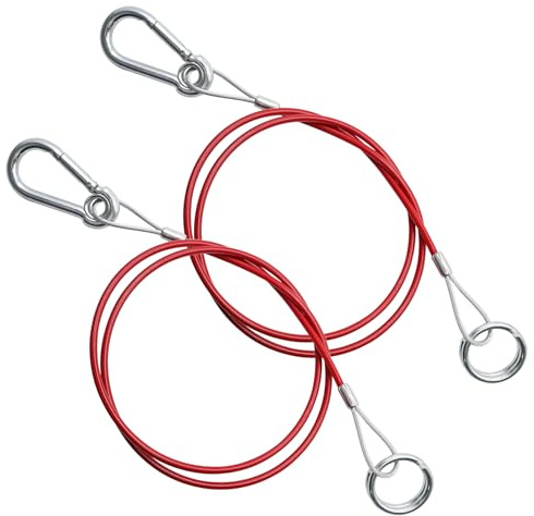 2 Piezas Cuerda de Freno del Remolque 1m Cuerda de Seguridad para Remolque Acero Inoxidable Cable de Remolques Rojo con Ganchos para remolques y caravanas de con Freno