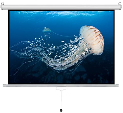 Rollo-Leinwand 100, Ausziehbare 16:9 Full-HD 4K Beamer-Leinwand mit Automatischer Verriegelung für Heimkino oder Büro-Präsentationen, Geeignet zur Deckenmontage oder Wandmontage(60inch)