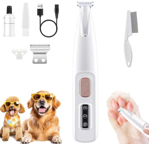 Dr Pfoten Pfotentrimmer für Hunde, Super Leise Paw Trim Pro, Dr. Pfoten Paws Trimmer, Wiederaufladbare Hundeschermaschine für Pfoten, Augen, Ohren und Gesicht (1PC)