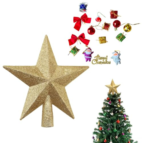 Stella per Albero di Natale,20cm Stelle Superiori Dell'albero di Natale,Addobbi natalizi,per decor d'albero per Feste e Casa