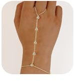 Yowivon Pulsera Cadena Mano de Oro con Anillo para Mujer, Cadena de Eslabones Chapada en Oro de 14K, Pulseras Apilables Delicadas con Anillos Dedos, Regalo de Joyería Hipoalergénica Ajustable y Moda