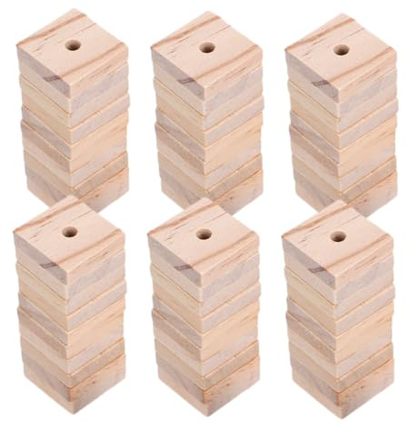 UTHCLO 120pcs Natural Wooden Parrot Chewing Blocks for Birds Wood Chips for DIY Craft Safe Bird Cage Accessories Suitable for Parrots Budgerigars Cockatiels Lovebirds Macaws