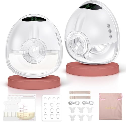 Lulia Milchpumpe Elektrisch, Elektrische Milchpump mit 4 Modi & 9 Stufen, 350mmHg Starke Absaugung, Komfortabler, BPA-Free, Milchpumpe Handsfree mit 17/19/21/24 mm Flansch (Weiß- 2 Stück)