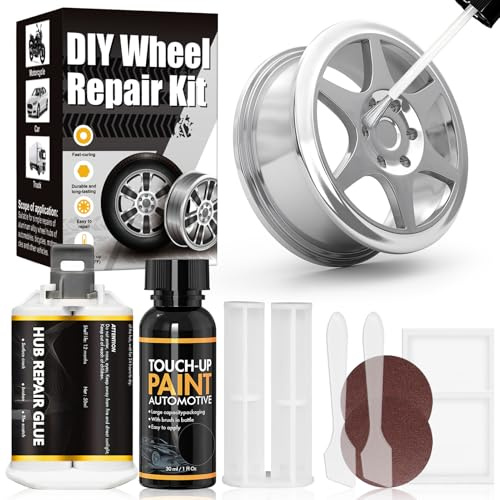Kit Riparazione Graffi Auto, Vernice Cerchi in Lega, Impermeabile, Argento | Kit Riparazione Cerchi in Lega, Kit di Riparazione per Riparare Usura Graffi in Lega di Alluminio, Adatto per Auto, Moto
