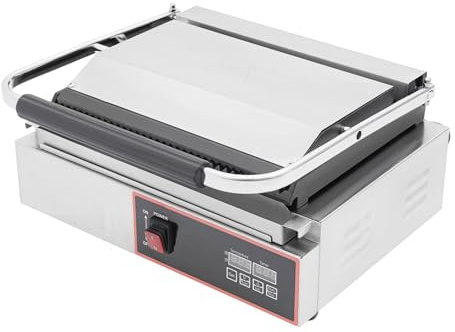 Griglia elettrica a contatto per panini, 2200 W, rivestimento in ceramica, doppia piastra riscaldante con display LED, per hotel, ristorante, caffetteria