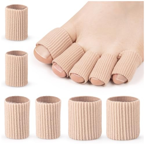 SULPO Tåskydd med gelfoder, skärbara tåhätta, 6 stycken | Mjuka tygtåskydd för skor; elastiska och skärbara; 6 stycken: 2 x S, 2 x M, 2 x L; beige