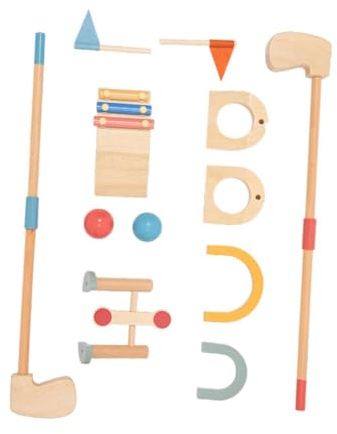 idqwsswt Ensemble de Golf éducatif pour Enfants, Trous d'entraînement, | mini-golf, cadeau, expérience amusante pour les jeunes joueurs, club de golf en bois pour enfants et tout-petits, balles
