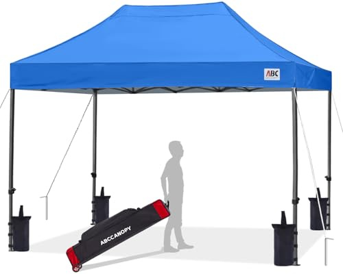 ABCCANOPY Pop Up Gazebo with Detachable Awning, Commercial Market stall, Bonus Upgraded Roller Bag, 4 Weight Bags, Stakes and Ropes