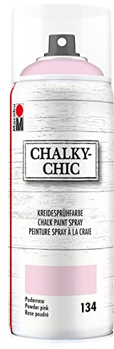 Marabu 02630018134 - Chalky Chic Spray, puderrosa 400 ml, deckende, matte Kreide-Sprühfarbeauf Wasserbasis, für samtweiche Oberfläche auf Holz, Metall und Kunststoff, Used Look durch Anschleifen