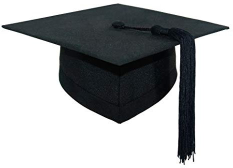 GraduationMall Graduation Cap for Adults Academic Mortarboard Bachelor Graduation Hat Tassel Unisex Black S(49-53cm)