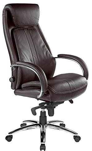 Kijng Chefsessel Throne - Braun Echtleder - Ergonomischer Bürostuhl Schreibtischstuhl Drehstuhl Sessel Stuhl