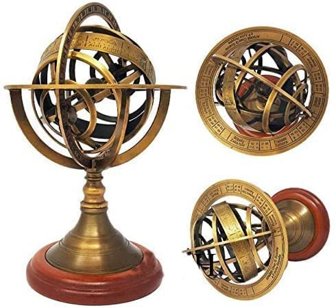 Globe terrestre nautique en laiton antique