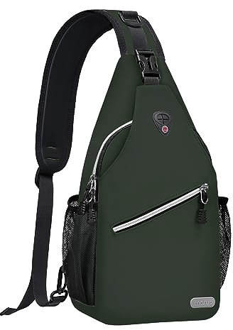 MOSISO Brusttasche Sling Bag Sling Rucksack Schulterrucksack,Polyester Multipurpose Crossbody Schultertasche Umhängetasche Sporttasche Reise Wander Daypack für Herren Damen, Smaragdgrün,Mittel