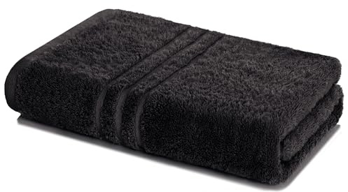 Lavea® Asciugamano Bagno 80x200 cm in Spugna 100% Cotone Morbido e Assorbente – Perfetto come Asciugamano Doccia Grande e come Asciugamano Palestra – Nero