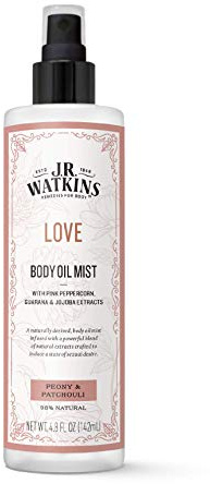 J.R. Watkins Love Body Oil Mist, Hydrates Skin and Boosts Stimulation, Natural Peony & Patchouli, 4.8 oz