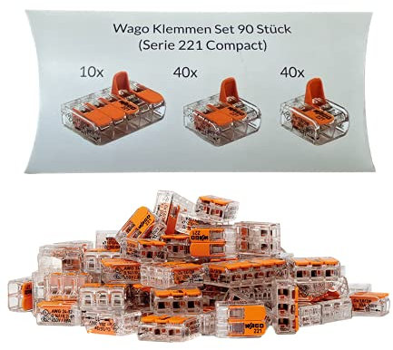 Wago Klemmen Set 90 Stück Serie 221 Compact 2, 3 und 5-polig 221-412 221-413 221-415 - Orange