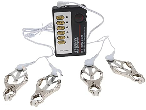 PQKuss Nippelklemmen Elektrostimulation Nippel Clip Brustwarzen Bondage Set Extrem Klitoris Clip Stimulator mit 4 Metall Nippelklemme Schamlippen Clips Elektro-Schock Erotik Sexspielzeug Für Frauen