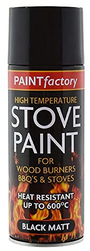 MUSAN Black Matt High-Temperature Stove Spray 400ml - Heat Resistant Upto 600°C Black Matt Paint - Premium Quality Paints Wood Burners, BBQ, Grill - Excellent Coverage & Adhesion Fireplaces (1)