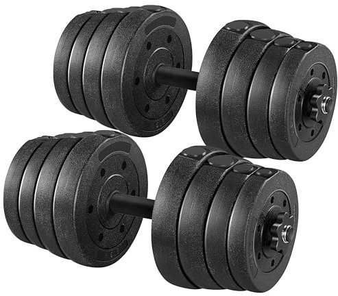Yaheetech Set 2 Manubri Palestra Casa 16 Piastre Diversi Pesi Coppia Manubrio Regolabile 30 KG Nero