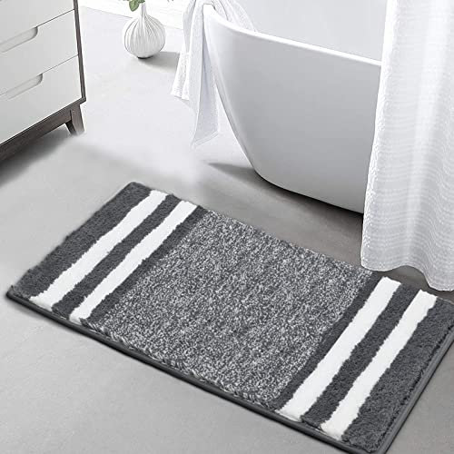 Pauwer Mikrofaser Weichen Badematten & Badteppiche, Groß 60 x 120 cm Flauschige Wasserabsorbierend Badezimmerteppich Waschbar rutschfeste Badvorleger Duschmatte für Wohnzimmer Schlafzimmer