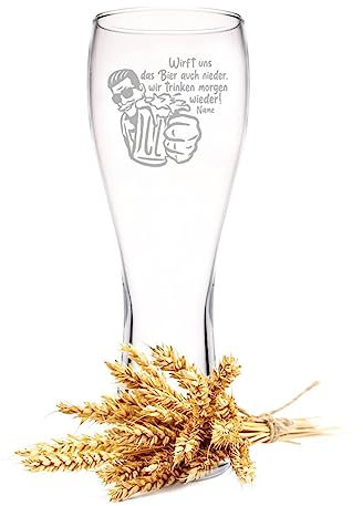 Leonardo Vaso de trigo con grabado – Nos arroja la cerveza también abajo – Personalizado con nombre – Regalos para papá para el Día del Padre – Regalo para conocedores de la cerveza – Idea de regalo