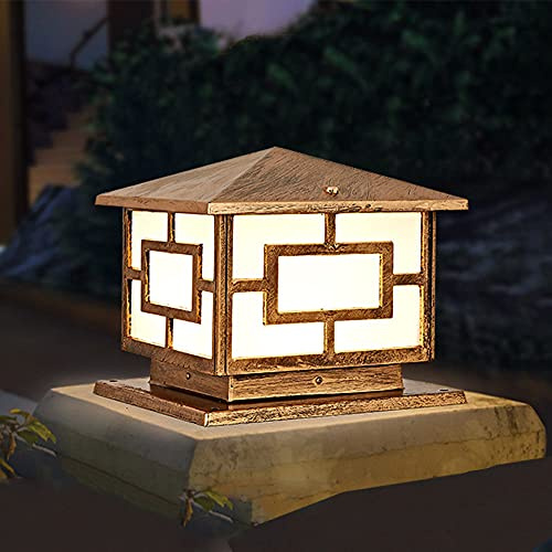 Pollerleuchten Außenleuchten Aussen Sockelleuchte Außen Außenleuchte Antik Schwarz Wegeleuchte Retro E27 Aluminiumguss Glas Wasserdichte IP55 Pollerlampe Garten Terrasse Garage Sockellampe (Bronze)