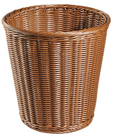 ZAANU Papelera de plástico de mimbre Cesta de basura de ratán Papelera tejida Papelera de bambú de madera Papelera vintage Contenedor de basura Papelera Papelera retro / 582