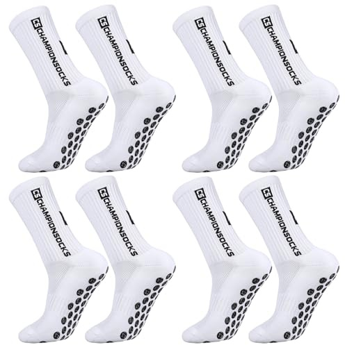 Apricitie 4 Paare Fußball Socken Männer, Fußballsocken Sportsocken Fussball Socken Anti Rutsch Grip Fußball Socken für Herren