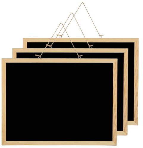 GOYADA Lot de 3 Tableau à Craie Noir avec Cadre en Bois, 40 x 30 cm, pour Cuisine Menu, École, Bar, Décoration