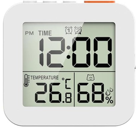 Easnea Reloj digital de ducha, reloj de pared digital para cocina, reloj de baño, temporizador de ducha impermeable, reloj de pared con pantalla LCD para cocina y baño (blanco)