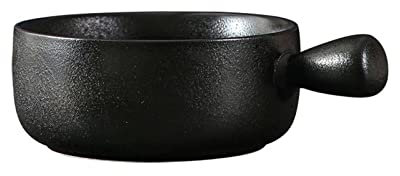 Keramische Ramenschalen, Porzellanschalen for Suppen, Suppentassenschalen, mattierte schwarze Keramik-Suppenschüssel mit einem Griff, Kürbissuppe und Salat, Mikrowellenherde und -öfen sind sicher schw