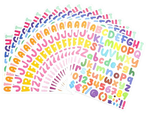 ADERTOS 15 Sheets Number and Letter Stickers, Alphabet Number Stickers Self Adhesive Letters Stick On Letters Vinyl Sticky Letter Small Capital Decals for Scrapbooking Mailboxes Craft Signs