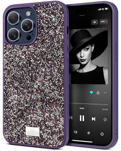 BEZ Cell Phone Cases for iPhone 14 Pro Max Case Glitter, Sparkle Diamond Crystal Bling Cover & Co Series for iPhone 14 Pro Max, Viola Purple