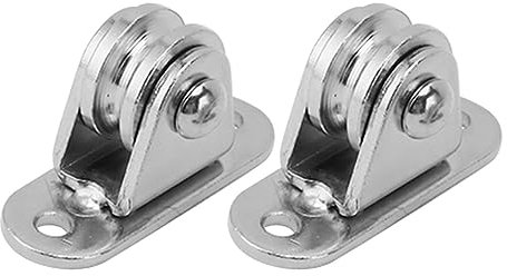 Kleiner Flaschenzug aus Edelstahl, Müheloser und Geräuschloser Betrieb, Maximale Tragfähigkeit 176 Lbs, für Heimwerkergeräte, Drahtseilschienen-Schiebetore (2PCS)