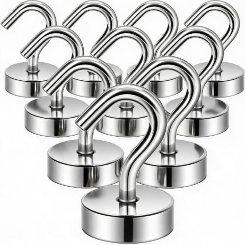 Neosmuk Magnetkrokar 10 kg Neodym, Silver, 10-Pack