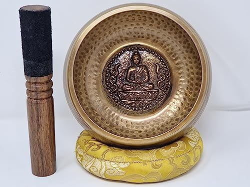 Tibetisches handgeschlagenes Klangschalen-Set mit Buddha-Gravuren – Buddha-Meditation, Himalaya-Klangschale, handgefertigt in Nepal – Yoga, Heilung, Stressabbau, Achtsamkeit, Frieden der Liebe