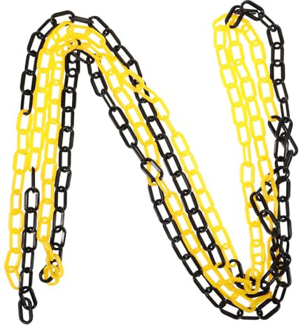 JECOMPRIS Kunststoff-Sicherheitsabsperrkette Vorsicht Sicherheitskette Laderampen-Set Für Menschenmengenkontrolle Parkabsperrung Baustellen-Sicherheitsabsperrung (5 Meter)