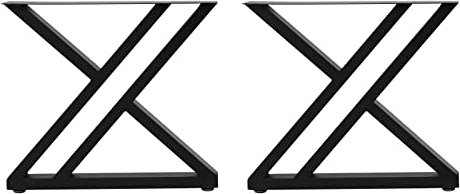 PUDLOR 2 Stück Tischkufen, X-Form Tischbeine 45x16x47cm Industriedesign Rohstahl Tischbeine Tischuntergestell, für Sofas, Schränke, Tische, Stühle und andere alte oder beschädigte Möbelfüße