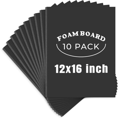 AUEAR, 10-pack med 12 x 16 svarta skumskivor, affischbräda med skumkärna för display, montering, tryck, presentation och projekt, 3/16 tum tjock
