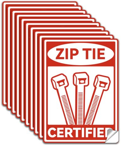 WADORN 10 pz Adesivo per Cartello Certificato Zip Tie, Adesivi di Avvertimento per Elettricisti con Casco Da Cantiere, Impermeabili In PVC, Divertenti, Autoadesivi, per Aziende, 13x18cm