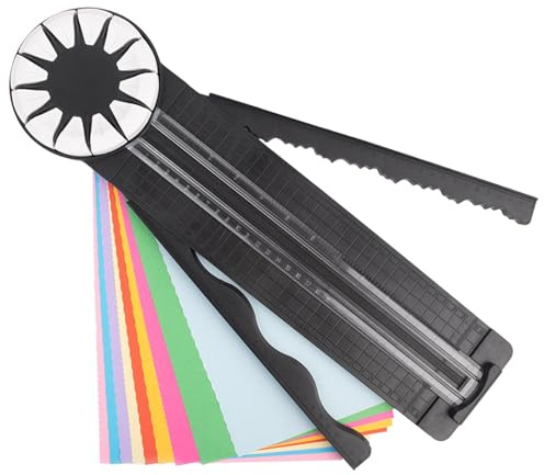 Control deslizante del cortador de papel, cortador de papel, Herramienta de corte de bordes ondulados de papel 12 en 1 | Recortadora de esfera de papel con medidas para embalaje de regalos y fabricac