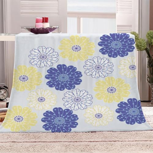 GSKOQD Manta De Franela De Microfibra 70X100Cm Manta De Felpa Suave para Sofá Cama 3D Estampado De Crisantemo Azul Impresión Patrón Manta Polar Invierno Gruesa Y Esponjosa Caliente Transpirable